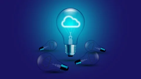 Cloud icon symbol Incandescent light bulb beating moving switch on Stock Footage 97497335