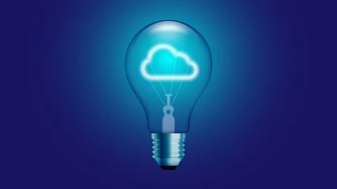 Cloud icon symbol Incandescent light bulb beating switch on set Connection Stock Footage 97497337