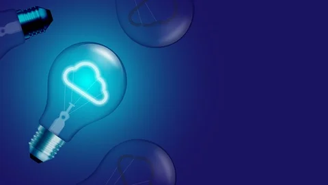Cloud icon symbol Incandescent light bulb beating switch on set Connection Stock Footage 97497748