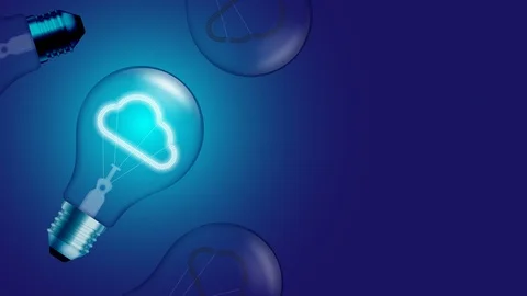Cloud icon symbol Incandescent light bulb blink switch on set Connection Video stock 97497814