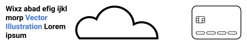 Cloud icon, text, and credit card symbol illustrate cloud-based services and  Stock Illustration