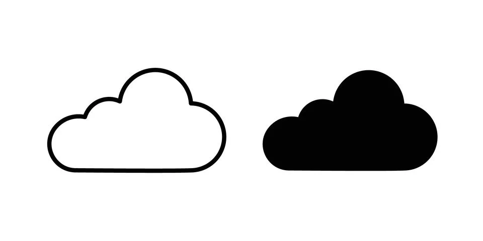 Cloud icon thin line and clipart style vector set 스톡 일러스트