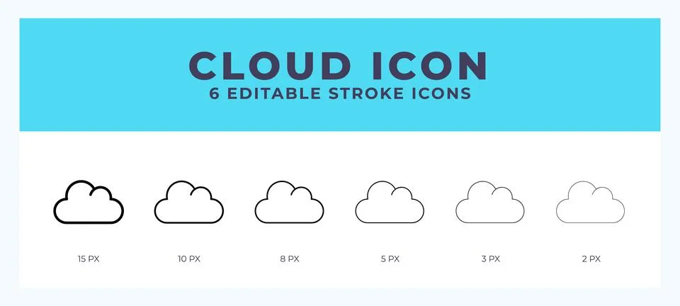 Cloud icon in thin line. Bold line. Regular line. Editable stroke. Stock Illustration
