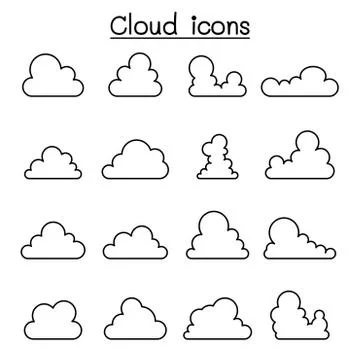 Cloud icon in thin line style Stock Illustration