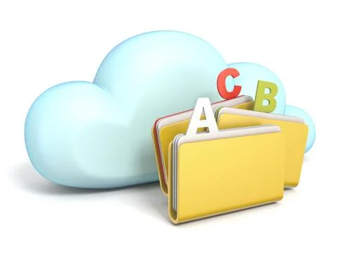 Cloud icon three ABC folders 3D Illustrazione stock