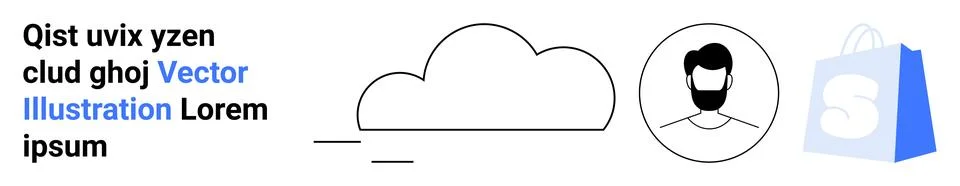 Cloud icon, user avatar, and shopping bag symbol. Ideal for digital marketing Illustrazione stock