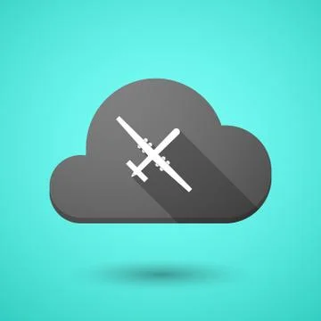 Cloud icon with a war drone Stock Illustration
