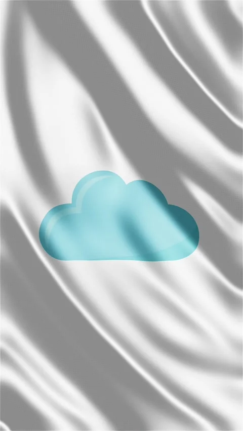 Cloud Icon on Waving Fabric Flag Background Cloud computing, storage, weath.. Stock Footage 329003685