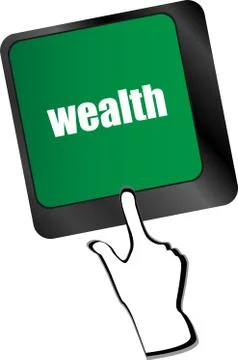 Cloud icon with wealth word on computer keyboard key Illustrazione stock