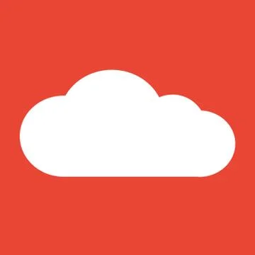 Cloud icon. For websites and apps. Image on red background. Flat line vector Stock Illustration