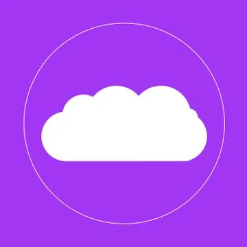 Cloud icon. For websites and apps. Image on purple background. Flat line vector Stock Illustration