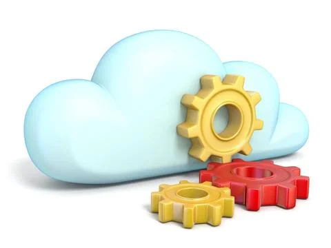 Cloud icon whit cogwheels 3D Cloud icon whit cogwheels 3D rendering isolat... 写真素材