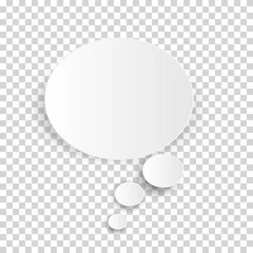 Cloud Icon, white thought bubble on transparent checked background for Stock Illustration