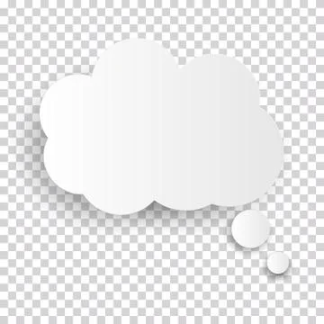 Cloud Icon, white thought bubble on transparent checked background for Stock Illustration