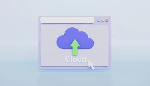 Cloud icon on window interface on pastel color background 库存插图