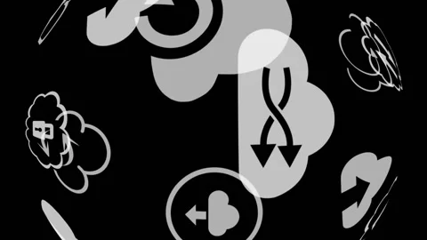 Cloud icons with arrows 4k Stock Footage 314114052