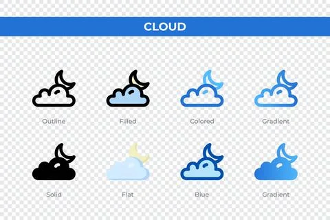 Cloud icons in different style. Cloud icons set. Holiday symbol. Different .. Stock Illustration