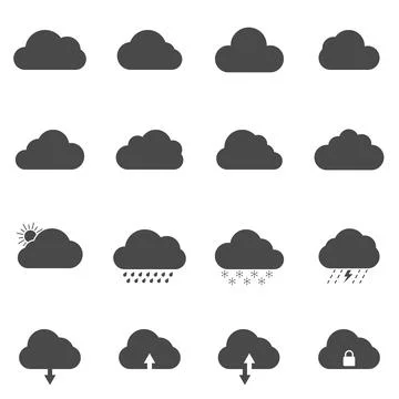 Cloud icons different versatile shape weather and computer storage Stock Illustration