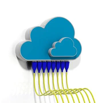 Cloud icons with Ethernet cables, isolated on white background. Illustrazione stock