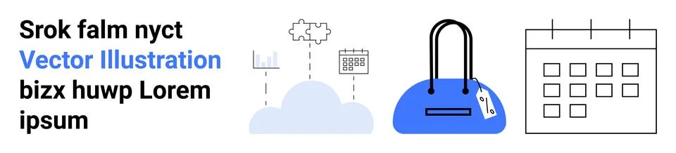 Cloud icons representing data sync, a secure bag illustrating data protection 스톡 일러스트