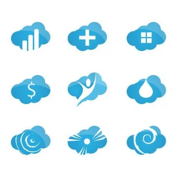 Cloud icons set Stock Illustration