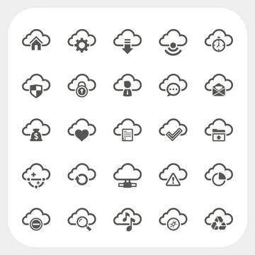 Cloud icons set Stock Illustration