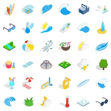 Cloud icons set, isometric style Illustrazione stock