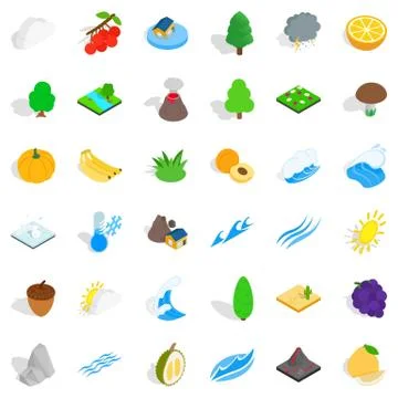 Cloud icons set, isometric style Illustrazione stock