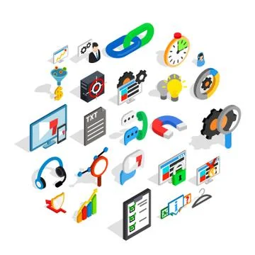 Cloud icons set, isometric style イラスト素材