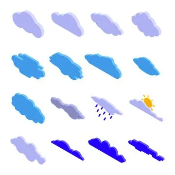 Cloud icons set, isometric style イラスト素材