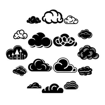 Cloud icons set, simple style Illustrazione stock