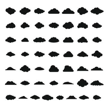 Cloud icons set, simple style Stock Illustration