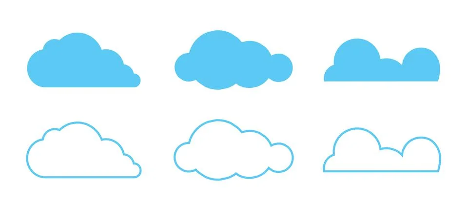 Cloud Icons Set in trendy flat style isolated on blue background. Cloud symbol Stock Illustration