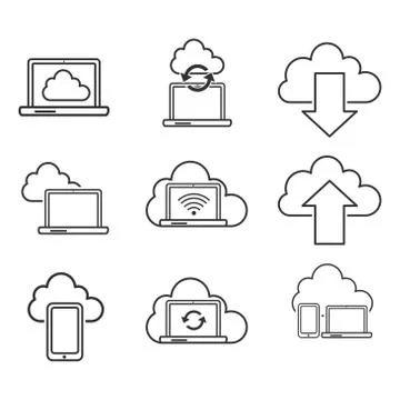 Cloud icons Set, Vector iconic design Stock Illustration
