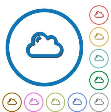 Cloud icons with shadows and outlines 스톡 일러스트