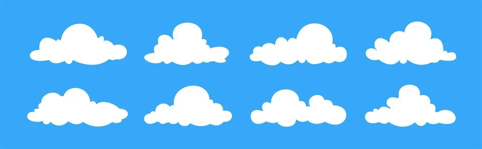 Cloud illustration collection, cartoon cloud set in flat design Stock Illustration
