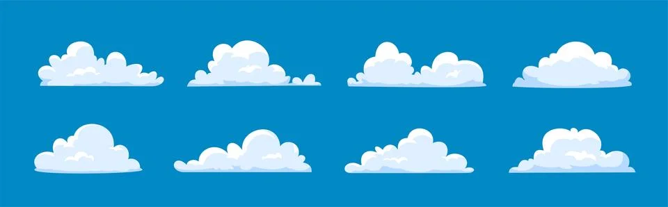 Cloud illustration collection, cartoon cloud set in flat design Stock Illustration