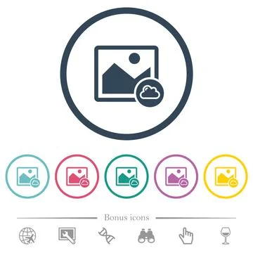 Cloud image flat color icons in round outlines Stock Illustration