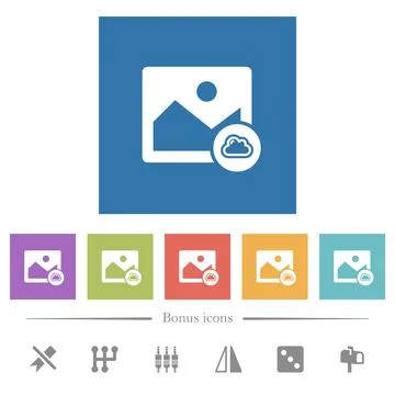 Cloud image flat white icons in square backgrounds Stockillustratie