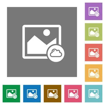 Cloud image square flat icons Stock Illustration