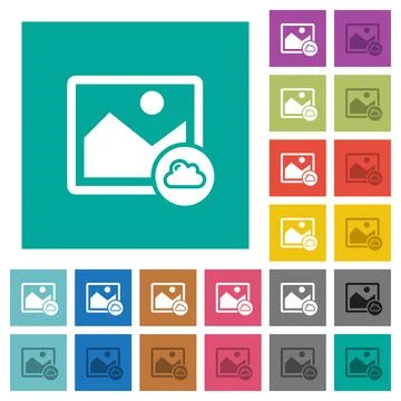 Cloud image square flat multi colored icons Stock Illustration
