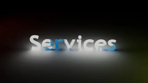 Cloud imagery in ‘Services’ text, representing cloud data storage. Stock Footage 261387966