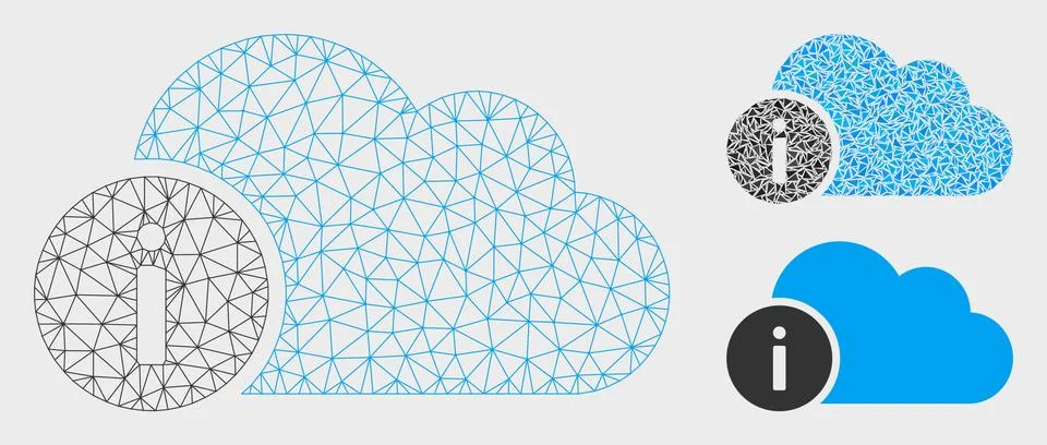 Cloud Info Vector Mesh Network Model and Triangle Mosaic Icon Stock Illustration