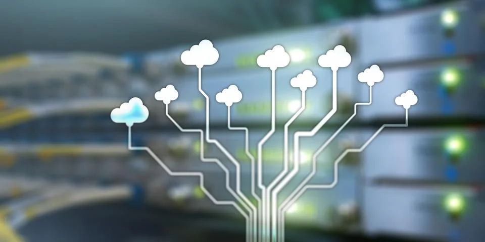 Cloud Information Computing Technology concept. Conceptual banner on server r Stock Photos