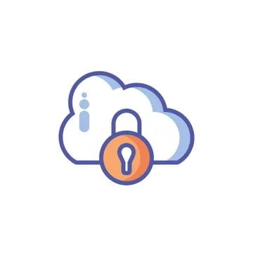 Cloud information lock in white background Illustrazione stock