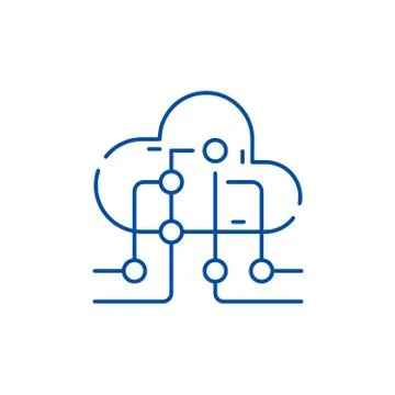 Cloud information technology line icon concept. Cloud information technology Illustrazione stock