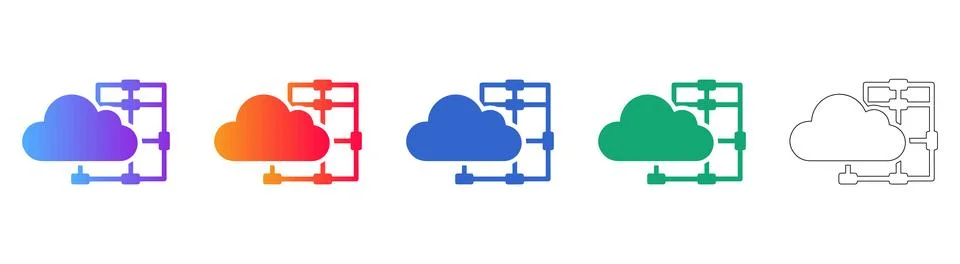 Cloud Infrastructure and Network Mapping Icons イラスト素材