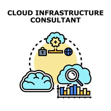 Cloud infrastructure consulting providing global network solutions Stock Illustration