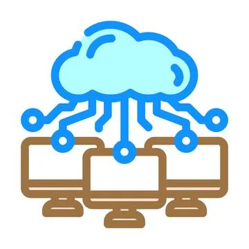 Cloud infrastructure data center color icon vector illustration Illustrazione stock
