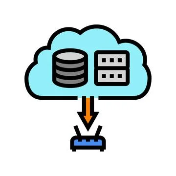 Cloud infrastructure data center color icon vector illustration 스톡 일러스트